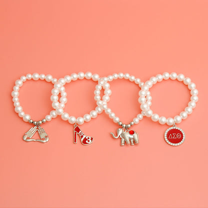 Sorority Inspired  Charm White Pearl Bracelets