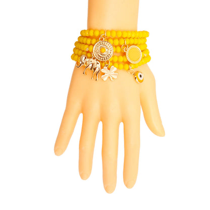 Yellow Luck Bracelet with Elephant Charm