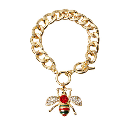 Multicolored Rhinestone Bee Toggle Bracelet