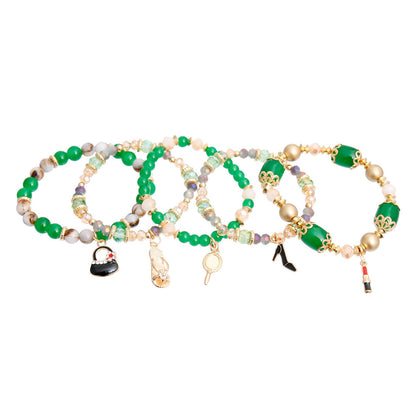 Green Bead Fashion Charm Bracelets