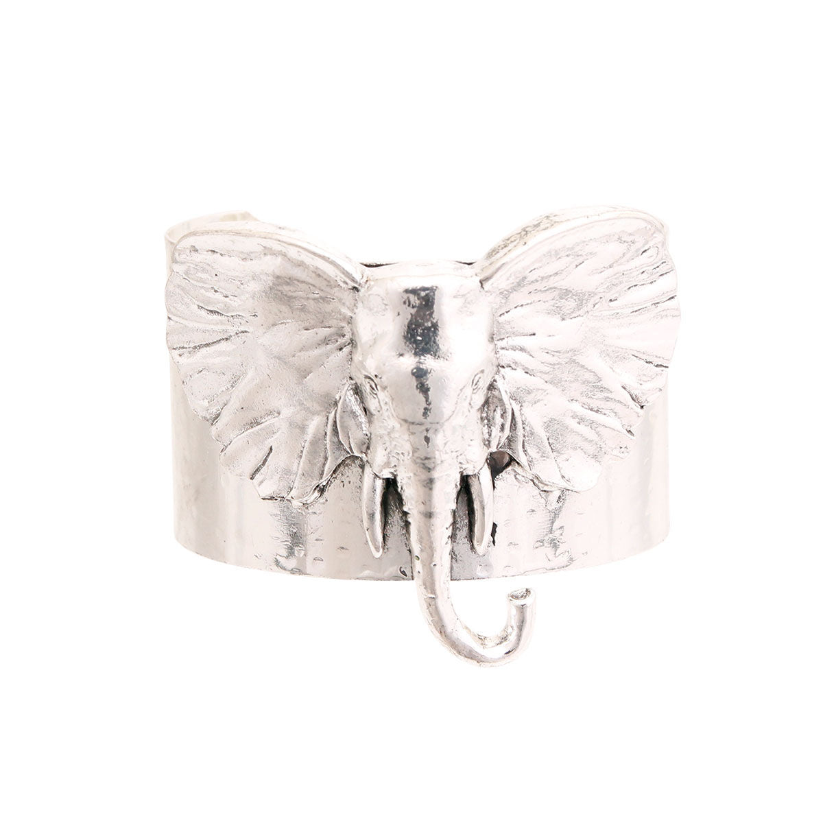 Burnished Silver Elephant Head Cuff