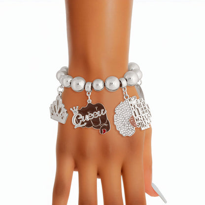 Silver Queen Afro Bracelet