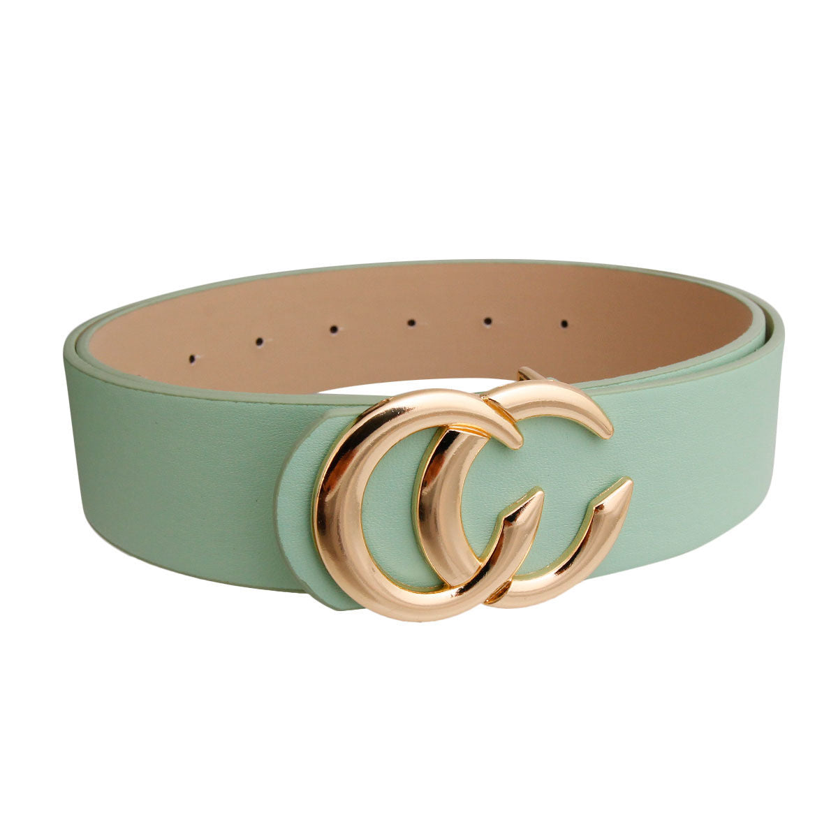 Minted Monogram Belt - Mint and Gold