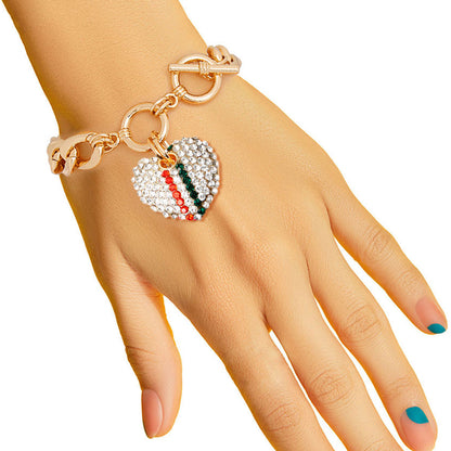 Rhinestone Heart Toggle Bracelet