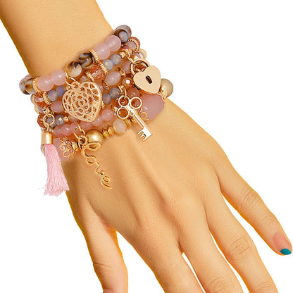 Blush Glass Bead Love Bracelets